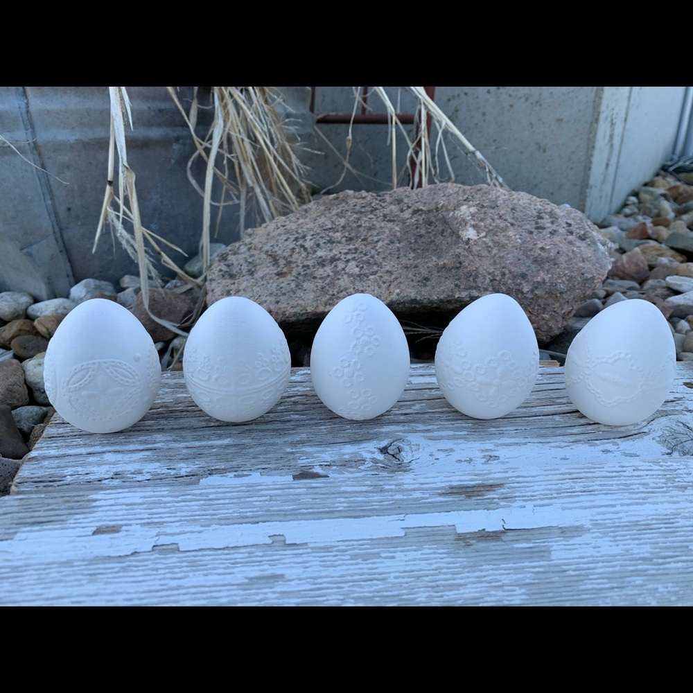 Easter eggs (5) ceramic bisque -ready to paint